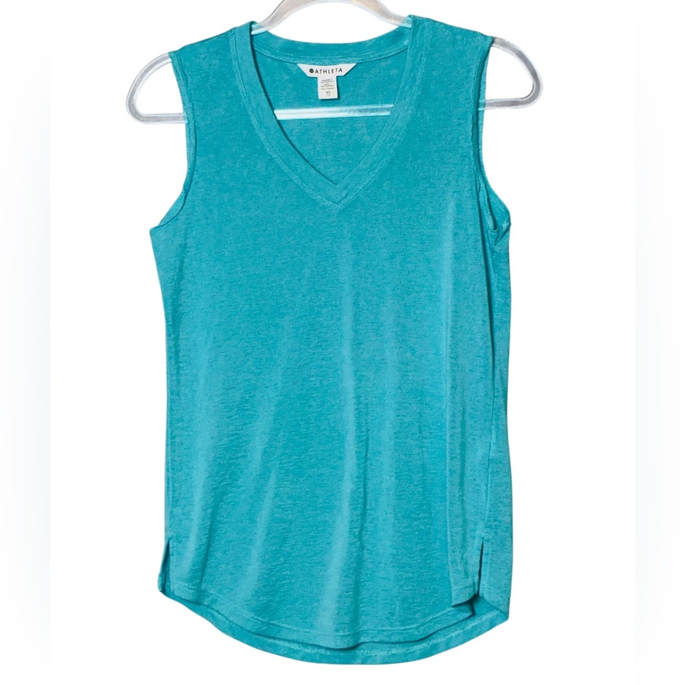 Athleta Athleta Breezy Scoop V-neck Tee Shirt Style 404783 Sleeveless Turquoise